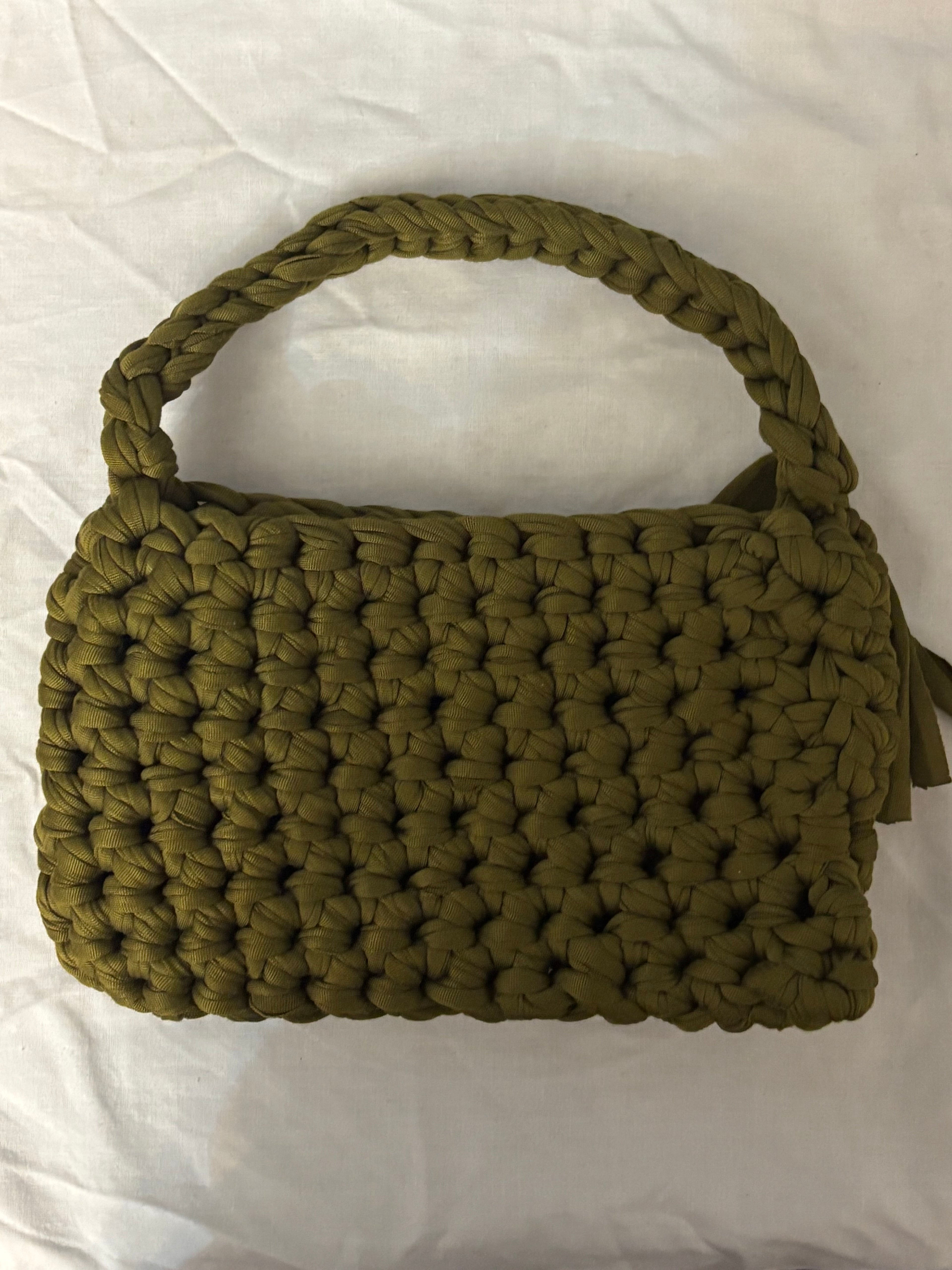 Khaki kiss crochet shoulder Bag
