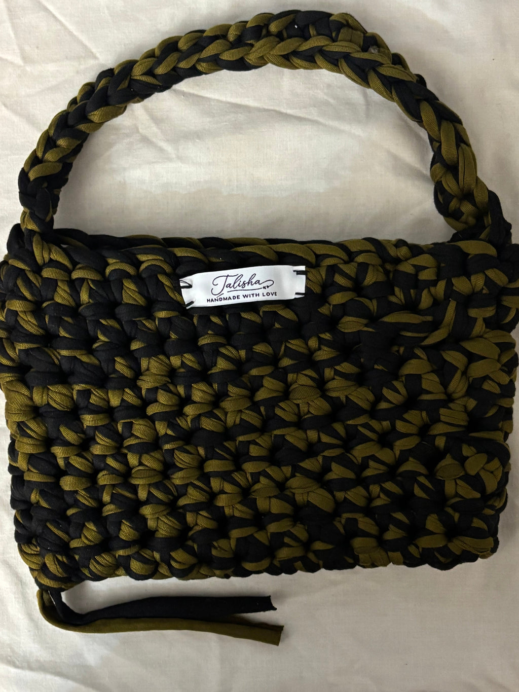 Khaki Noir crochet Shoulder Bag