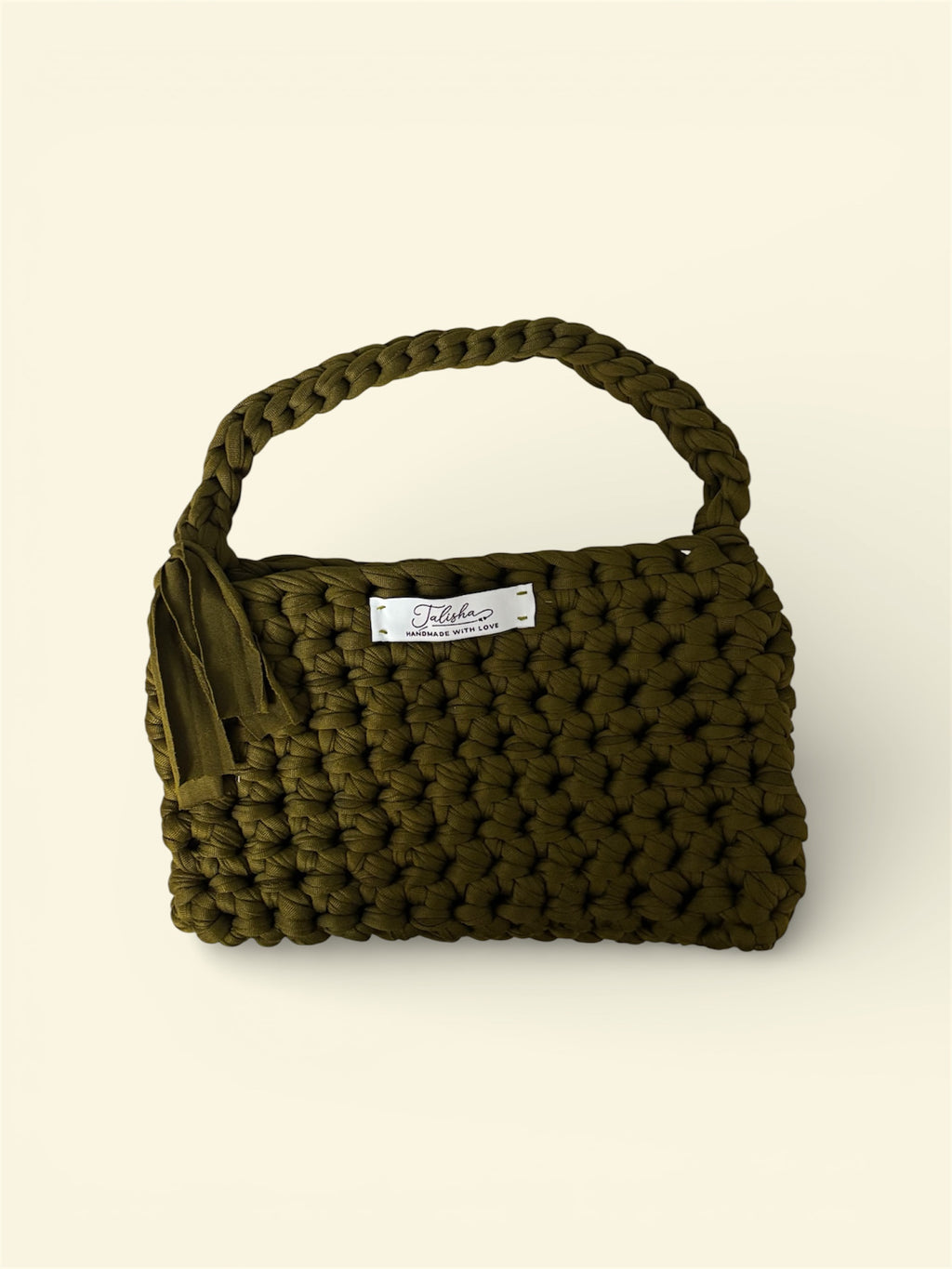 Khaki kiss crochet shoulder Bag