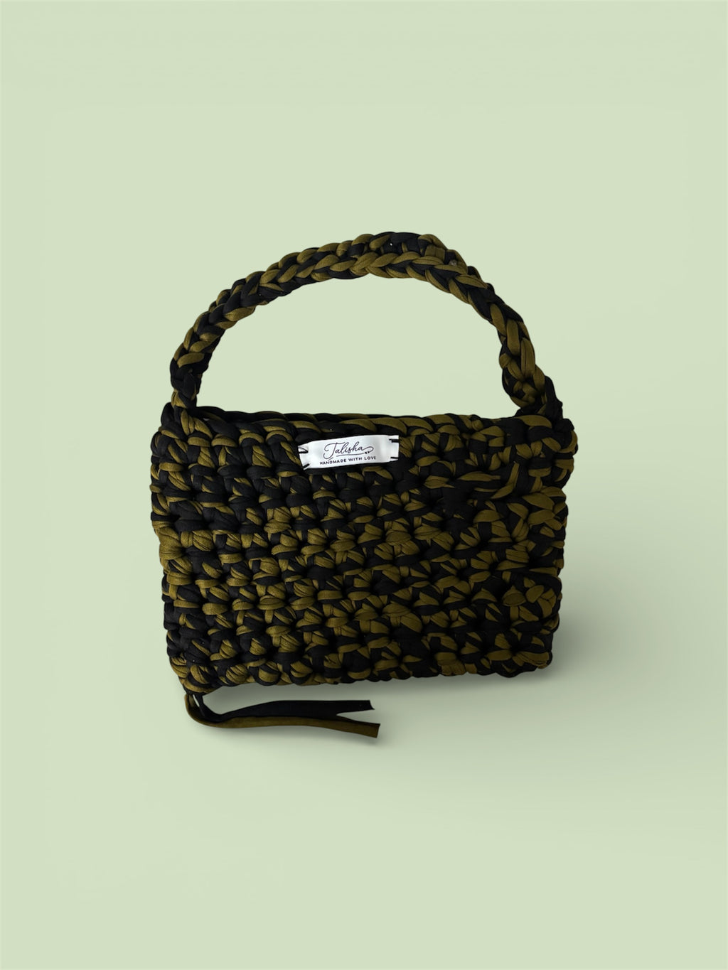 Khaki Noir crochet Shoulder Bag