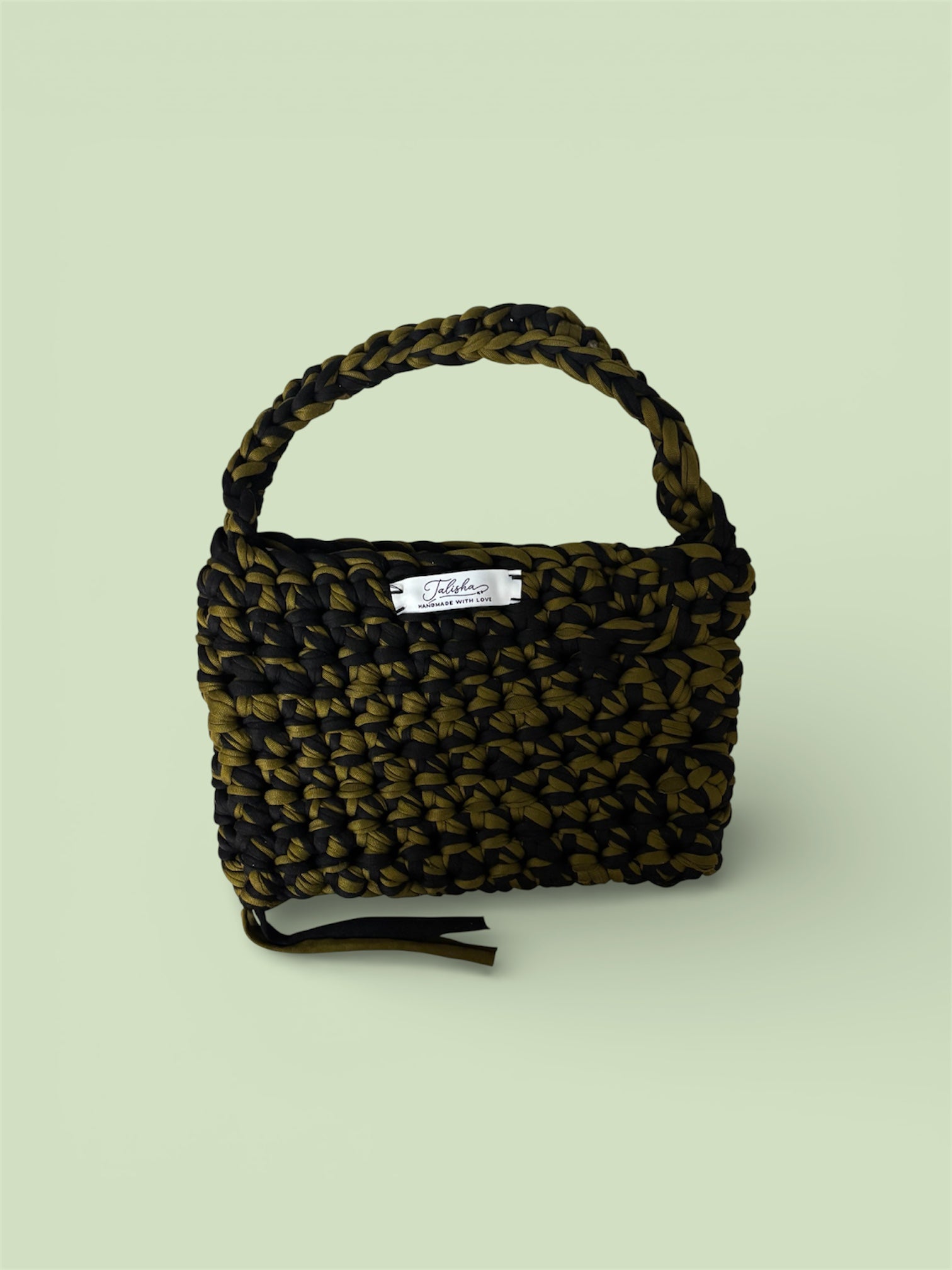 Khaki Noir crochet Shoulder Bag